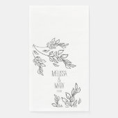 Black Greenery Hand Drawn Name Wedding Serviette (Vorderseite)