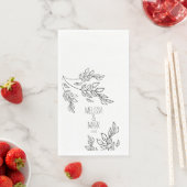 Black Greenery Hand Drawn Name Wedding Serviette (Beispiel)