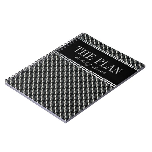 Black Grek Dark Textile Muster Custom Notebook Notizblock (Linke Seite)