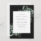 Black Grennery Blumen rustikales Brautparty Einladung (Vorderseite)