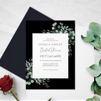 Black Grennery Blumen rustikales Brautparty Einladung