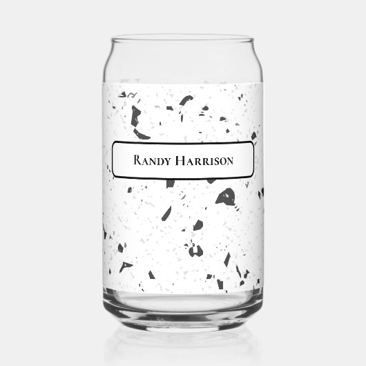 Black & Grey Micro Chips Retro Terrazzo Pattern Dosenglas (Vorderseite)