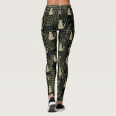Black Grey Olive Brown Dots Cat Camouflage Pattern Leggings (Rückseite)