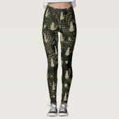 Black Grey Olive Brown Dots Cat Camouflage Pattern Leggings (Vorderseite)
