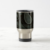 Black Grey Paisley Pattern Elegant Personalised Reisebecher (Mittel)