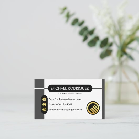 Black & Grey Tab Layers Startup Visitenkarte (Stehend Vorderseite)