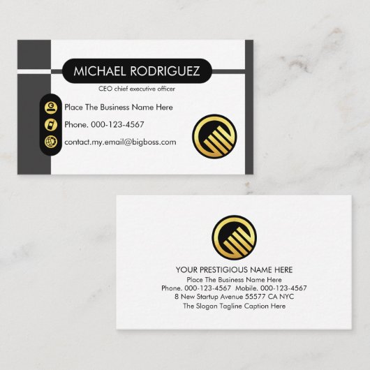 Black & Grey Tab Layers Startup Visitenkarte (Vorne/Hinten)