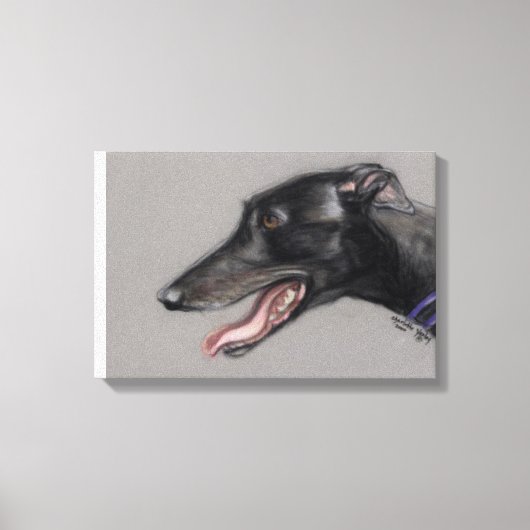 Black Greyhound Dog Art Canvas Print Leinwanddruck (Vorderseite)