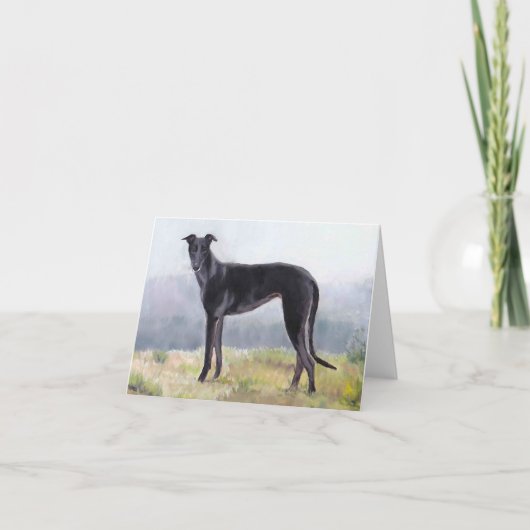 Black Greyhound Hund Art Note Card Karte (Vorderseite)