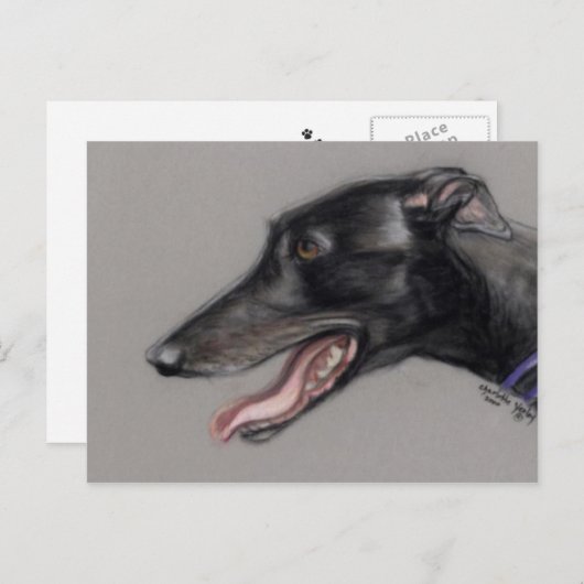 Black Greyhound Original Hund Postkarte (Vorne/Hinten)