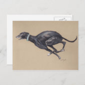 Black Greyhound Running Hund Art Postkarte (Vorne/Hinten)