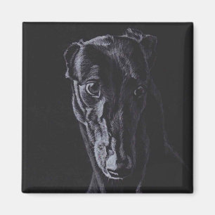 Black Greyhound Silhouette Dog Art Magnet
