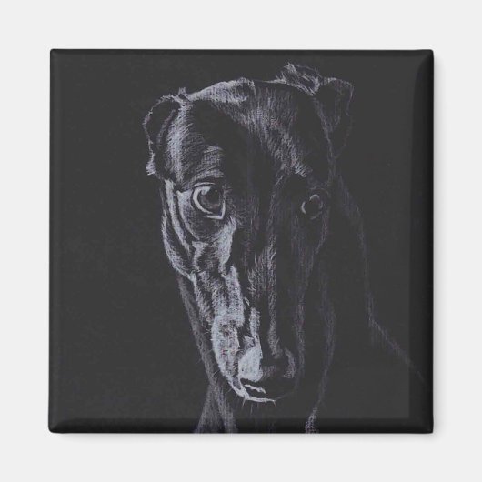 Black Greyhound Silhouette Dog Art Magnet (Vorne)