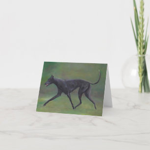 Black Greyhound Trotting Hund Art Note Card Karte