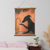 Black Greyhound Washing Paws Wall Art Wandteppich Mit Holzrahmen (Schlafzimmer)