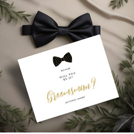 Black Groomsman Vintage Bow Wedding Proposal Postkarte