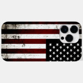 Black Grunge American Flag Case-Mate iPhone Hülle (Rückseite (Horizontal))