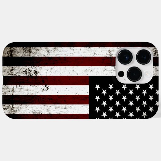 Black Grunge American Flag Case-Mate iPhone Hülle (Rückseite (Horizontal))
