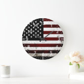 Black Grunge American Flag Große Wanduhr (Zuhause)