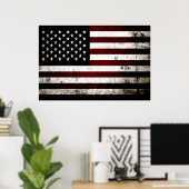 Black Grunge American Flag Poster (Heimbüro)