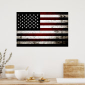 Black Grunge American Flag Poster (Küche)