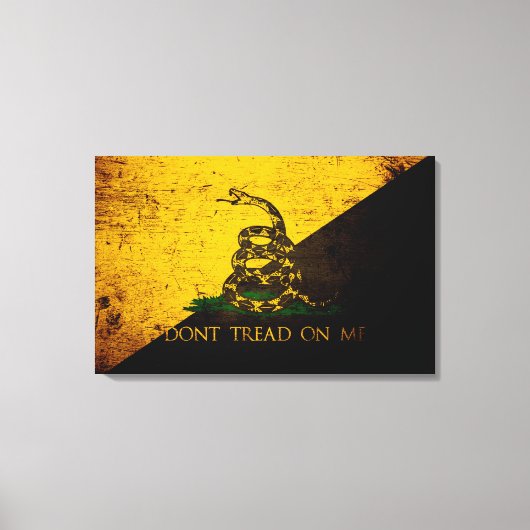 Black Grunge Anarcho Gadsden Flag Leinwanddruck (Vorderseite)