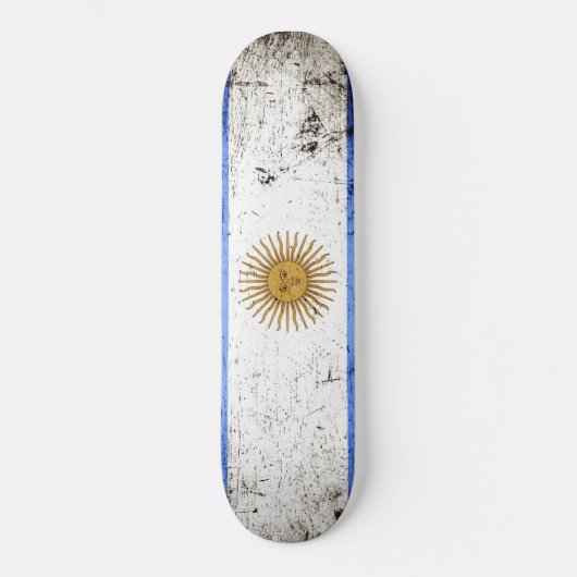 Black Grunge Argentinien Fahne Skateboard (Vorderseite)