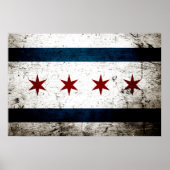 Black Grunge Chicago Flag Poster (Vorne)