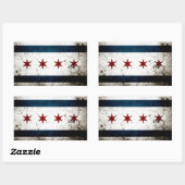 Black Grunge Chicago Flag Rechteckiger Aufkleber (Blatt)