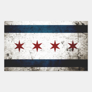 Black Grunge Chicago Flag Rechteckiger Aufkleber