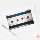 Black Grunge Chicago Flag Rechteckiger Aufkleber (Umschlag)