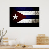 Black Grunge Cuba Flag Poster (Küche)