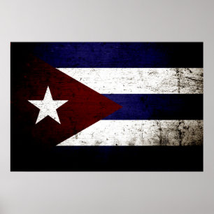 Black Grunge Cuba Flag Poster