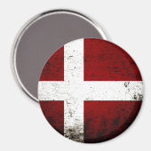 Black Grunge Dänemark Fahne Magnet (Vorderseite/Rückseite)