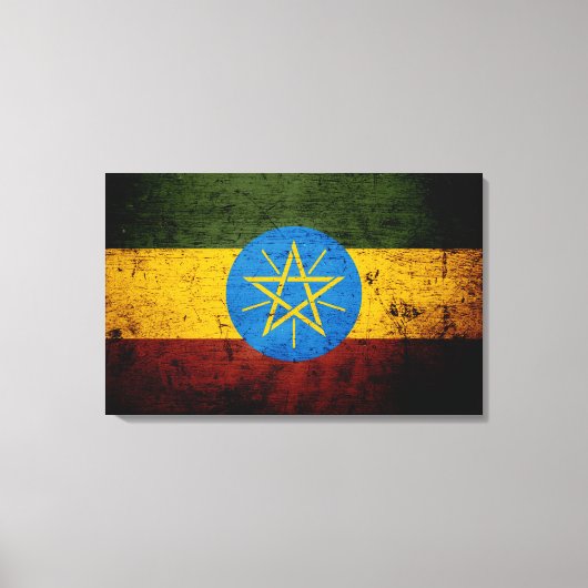 Black Grunge Ethiopia Flag Leinwanddruck (Vorderseite)