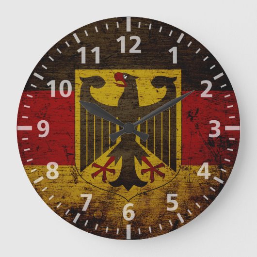 Black Grunge Germany Flag Große Wanduhr (Vorderseite)
