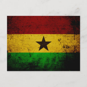 Black Grunge Ghana Flag Postkarte