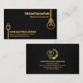 Black Grunge Gold Bulb Power Plug Motif Electrical Visitenkarte (Vorne/Hinten)
