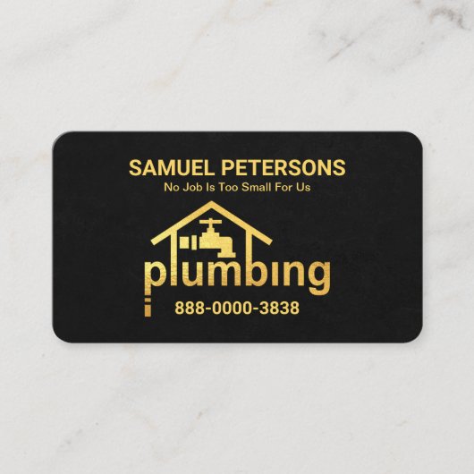 Black Grunge Gold Plumbing Zuhause Visitenkarte (Vorderseite)