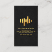 Black Grunge Gold Sound Wave Audio Engineer Visitenkarte (Rückseite)