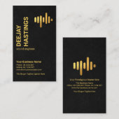 Black Grunge Gold Sound Wave Audio Engineer Visitenkarte (Vorne/Hinten)
