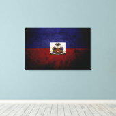 Black Grunge Haiti Flag Leinwanddruck (Insitu (Holzboden))