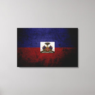 Black Grunge Haiti Flag Leinwanddruck