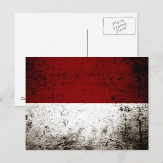 Black Grunge Indonesia-Fahne Postkarte (Vorne/Hinten)