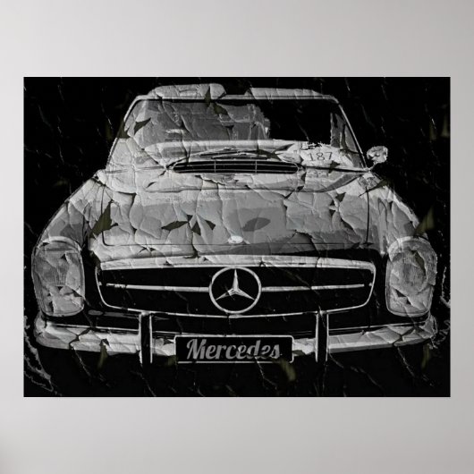 Black Grunge Mercedes Poster von N.P. (Vorne)