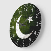 Black Grunge Pakistan Flag Große Wanduhr (Winkel)