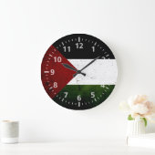 Black Grunge Palestine Flag Große Wanduhr (Zuhause)