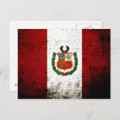 Black Grunge Peru Flag Postkarte (Vorne/Hinten)