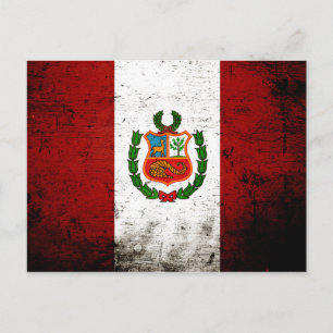 Black Grunge Peru Flag Postkarte