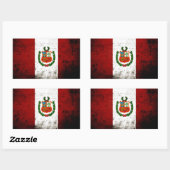 Black Grunge Peru Flag Rechteckiger Aufkleber (Blatt)